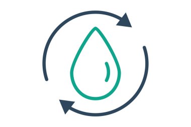 Su ikonu. Oklu su damlası. Arınmayla ilgili bir ikon. çizgi simgesi tarzı. su arıtma elementleri vektör illüstrasyonu