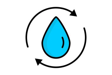 Su ikonu. Oklu su damlası. Arınmayla ilgili bir ikon. Renkli taslak simge biçimi. su arıtma elementleri vektör illüstrasyonu