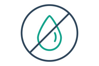 Su ikonu yok. Haçlı su damlası. Kıtlıkla ilgili bir ikon. çizgi simgesi tarzı. su kıtlığı elementleri vektör illüstrasyonu