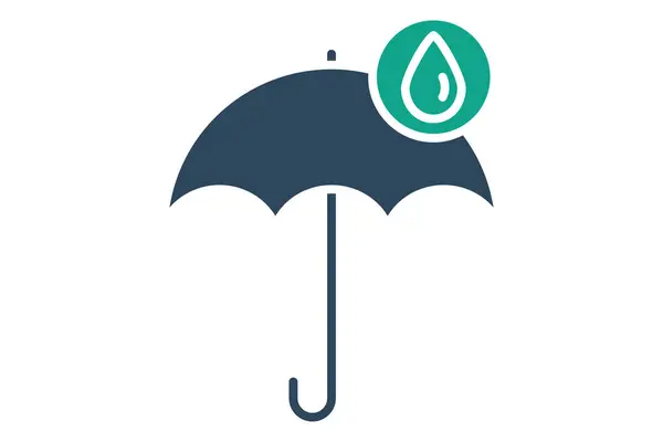 stock vector Waterproof icon. umbrella with water drop. icon related to durability. solid icon style. distribution elements vector illustration