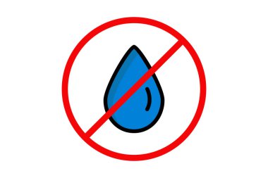 Su ikonu yok. Haçlı su damlası. Kıtlıkla ilgili bir ikon. Renkli taslak simge biçimi. su kıtlığı elementleri vektör illüstrasyonu