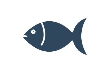 Balık ikonu. Omega 3 ile ilgili bir ikon, sağlıklı yağ ya da protein kaynağı. Katı ikon tarzı. Beslenme elemanları vektör illüstrasyonu
