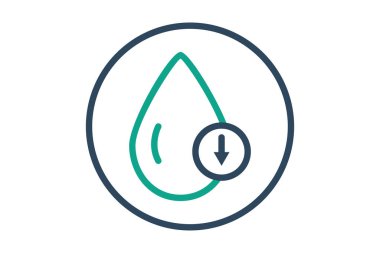 Az yağlı ikon. Oklu su damlası. Yağ içeriğiyle ilgili simge. çizgi simgesi tarzı. fitness elemanları vektör illüstrasyonu