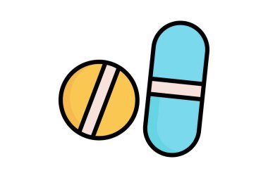 Vitamin ikonu. Besin değeri ile ilgili ikon, bağışıklık desteği. Renkli taslak simge biçimi. Beslenme elemanları vektör illüstrasyonu