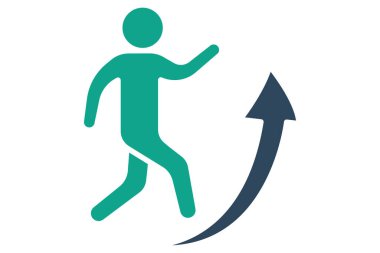 Kariyer ikonu. Oklu insanlar. İkonun ilerlemesiyle ilgili. Katı ikon tarzı. iş ögeleri vektör illüstrasyonu