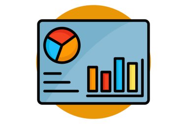 Gösterge paneli renkli dış hat simgesi. Genel görünümle ilgili simge. veri analiz ögeleri vektör illüstrasyonu