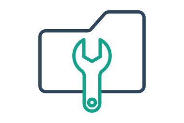 Veri yönetimi simgesi. İngiliz anahtarlı klasör. Organizasyonla ilgili simge. çizgi simgesi tarzı. veri analiz ögeleri vektör illüstrasyonu