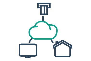 Şeylerin İnternet simgesi. Teknolojiyle ilgili bir ikon. çizgi simgesi tarzı. veri analiz ögeleri vektör illüstrasyonu