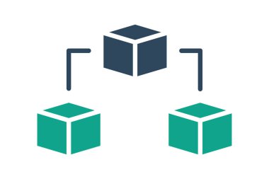 Blockchain simgesi. Dijital ile ilgili simge. Katı ikon tarzı. veri analiz ögeleri vektör illüstrasyonu