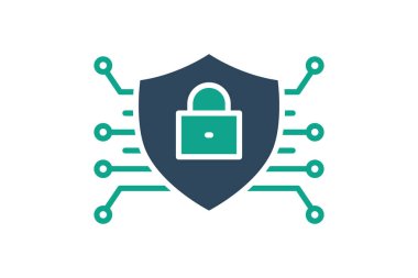 Siber güvenlik ikonu. Teknolojiyle ilgili bir ikon. Katı ikon tarzı. veri analiz ögeleri vektör illüstrasyonu