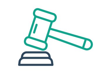 Gavel ikonu. Kanun ve adaletle ilgili bir ikon. çizgi simgesi tarzı. kanun unsurları vektör illüstrasyonu