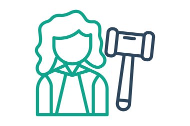 Yargıç Icon. Kanun ve adaletle ilgili bir ikon. çizgi simgesi tarzı. adalet elemanları vektör illüstrasyonu