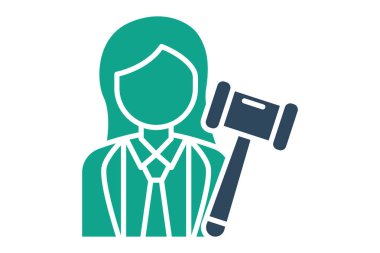 Yargıç Icon. Katı ikon tarzı. Kanun ve adaletle ilgili bir ikon. kanun unsurları vektör illüstrasyonu