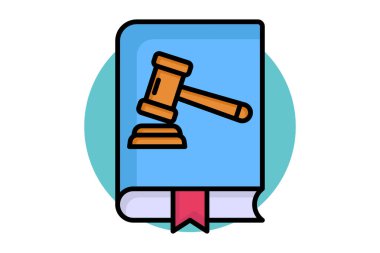 Renkli taslak simgesi. Tokalaşmalı belge. Kanun ve adaletle ilgili bir ikon. kanun unsurları vektör illüstrasyonu