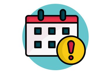 Son teslim tarihi renkli taslak simgesi. Uyarılı takvim. Verimlilikle ilgili simge. üretkenlik elemanları vektör illüstrasyonu