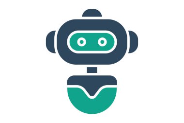 Robot simgesi. Katı ikon tarzı. Yapay zekayla ilgili bir ikon. teknoloji elementleri vektör illüstrasyonu