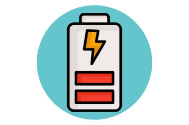 Batarya renkli taslak simgesi. Verimlilikle ilgili simge. üretkenlik elemanları vektör illüstrasyonu