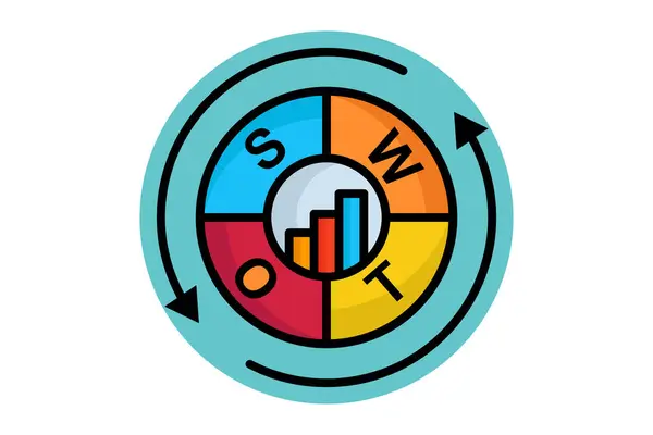 stock vector SWOT colored outline icon. icon related to business management. business elements vector illustration