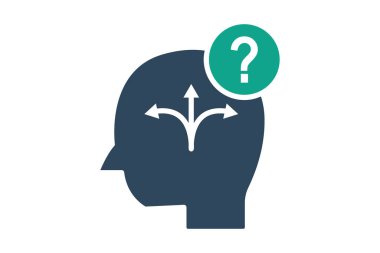 Belirsizlik simgesi. Katı ikon tarzı. kafanda soru işareti var. SWOT ile ilgili simge. iş ögeleri vektör illüstrasyonu