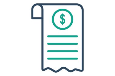 Bill ikonu. çizgi simgesi tarzı. Dolarlı kağıt. Fatura ve ödemeyle ilgili bir ikon. iş ögeleri vektör illüstrasyonu