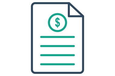 Fatura simgesi. çizgi simgesi tarzı. Dolarlı kağıt. Fatura ve ödemeyle ilgili bir ikon. iş ögeleri vektör illüstrasyonu