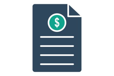 Fatura simgesi. Katı ikon tarzı. Dolarlı kağıt. Fatura ve ödemeyle ilgili bir ikon. iş ögeleri vektör illüstrasyonu