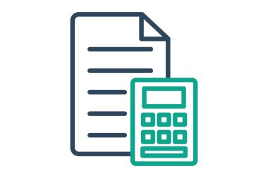 Muhasebe simgesi. çizgi simgesi tarzı. hesap makineli belge. Fatura ve ödemeyle ilgili bir ikon. iş ögeleri vektör illüstrasyonu