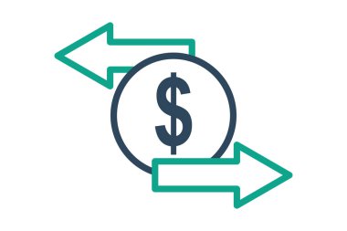 Aktarım simgesi. çizgi simgesi tarzı. Oklu para. Fatura ve ödemeyle ilgili bir ikon. iş ögeleri vektör illüstrasyonu