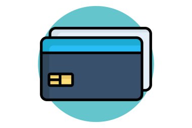 Kredi kartı renkli taslak simgesi. Fatura ve ödemeyle ilgili bir ikon. iş ögeleri vektör illüstrasyonu