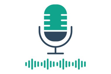 Podcast ikonu. Katı ikon tarzı. Çevrimiçi kursla ilgili simge. eğitim unsurları vektör illüstrasyonu