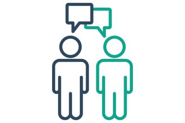 Konuşma simgesi. çizgi simgesi tarzı. Sohbet eden insanlar. Çevrimiçi kursla ilgili simge. eğitim unsurları vektör illüstrasyonu