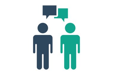 Konuşma simgesi. Katı ikon tarzı. Sohbet eden insanlar. Çevrimiçi kursla ilgili simge. eğitim unsurları vektör illüstrasyonu