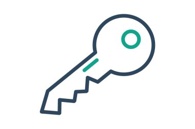 Anahtar simgesi. çizgi simgesi tarzı. Resepsiyonla ilgili ikon. Otel elemanları vektör illüstrasyonu