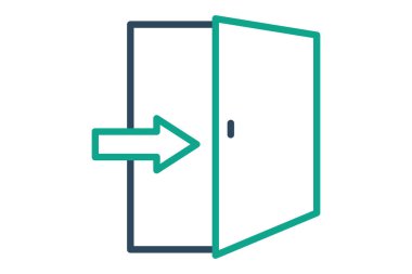 Giriş simgesi. çizgi simgesi tarzı. Okla kapıyı aç. Otel elemanları vektör illüstrasyonu