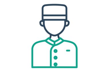 Kapıcı simgesi. çizgi simgesi tarzı. Resepsiyonla ilgili ikon. Otel elemanları vektör illüstrasyonu