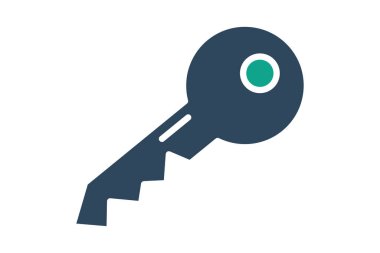 Anahtar simgesi. Katı ikon tarzı. Resepsiyonla ilgili ikon. Otel elemanları vektör illüstrasyonu