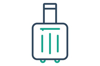 Bavul. çizgi simgesi tarzı. Resepsiyonla ilgili ikon. Otel elemanları vektör illüstrasyonu