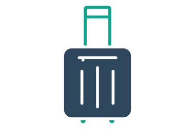 Bavul. Katı ikon tarzı. Resepsiyonla ilgili ikon. Otel elemanları vektör illüstrasyonu