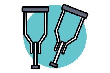 Koltuk değneği simgesi. Renkli taslak simge biçimi. Sıhhiyeyle ilgili bir ikon. sağlık elemanları vektör illüstrasyonu