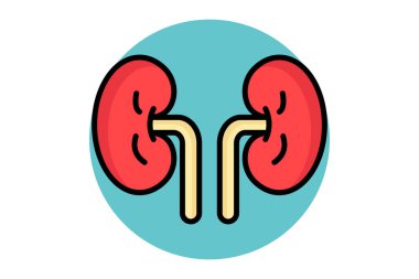 Böbrek ikonu. Renkli taslak simge biçimi. Sıhhiyeyle ilgili bir ikon. sağlık elemanları vektör illüstrasyonu