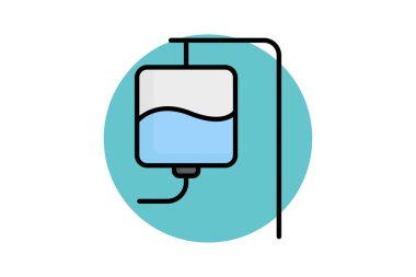 Enfüzyon ikonu. Renkli taslak simge biçimi. Sıhhiyeyle ilgili bir ikon. sağlık elemanları vektör illüstrasyonu