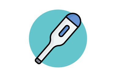 Termometre simgesi. Renkli taslak simge biçimi. Sıhhiyeyle ilgili bir ikon. sağlık elemanları vektör illüstrasyonu