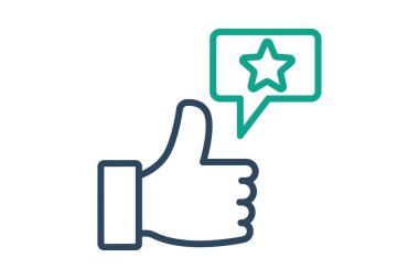 Takdir ikonu. çizgi simgesi tarzı. Sohbet ve yıldızla baş parmak. Motivasyonla ilgili simge. başarı unsurları vektör illüstrasyonu