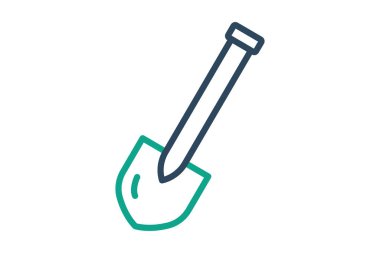 Kürek ikonu. çizgi simgesi tarzı. Bahçıvanlıkla ilgili bir ikon. Bahçe araçları element vektör illüstrasyonu