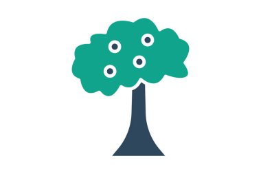 Ağaç simgesi. Katı ikon tarzı. Bahçıvanlıkla ilgili bir ikon. Doğa elemanları vektör illüstrasyonu