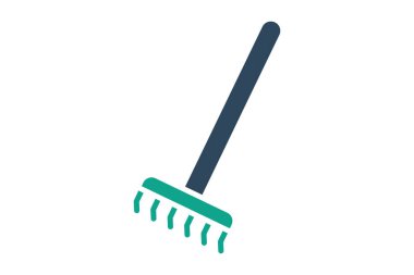 Tırmık simgesi. Katı ikon tarzı. Bahçıvanlıkla ilgili bir ikon. Bahçe araçları element vektör illüstrasyonu