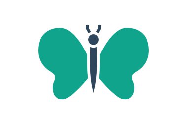 Kelebek ikonu. Katı ikon tarzı. Bahçıvanlıkla ilgili bir ikon. hayvan elementleri vektör illüstrasyonu