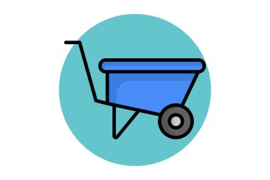 El arabası ikonu. Renkli taslak simge biçimi. Bahçıvanlıkla ilgili bir ikon. Bahçe aracı unsurları vektör illüstrasyonu