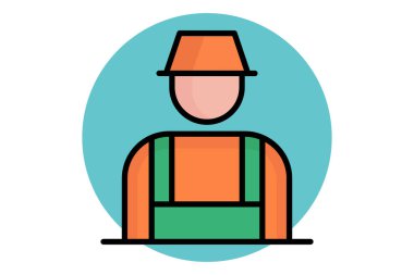 Bahçıvan ikonu. Renkli taslak simge biçimi. Bahçıvanlıkla ilgili bir ikon. Doğa elemanları vektör illüstrasyonu