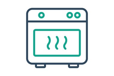 Fırın ikonu. çizgi simgesi tarzı. Mutfak aletleriyle ilgili bir ikon. yemek unsurları vektör illüstrasyonu